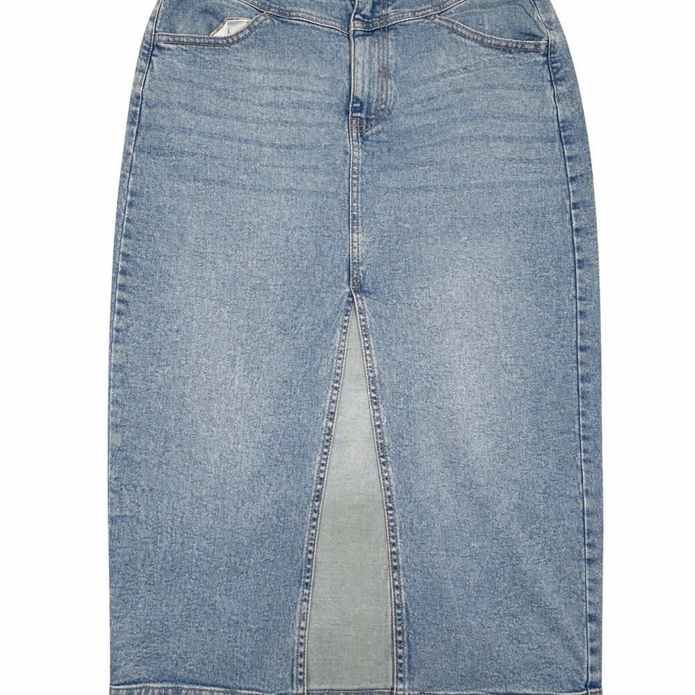 Blue Denim Skirt with Front Slit